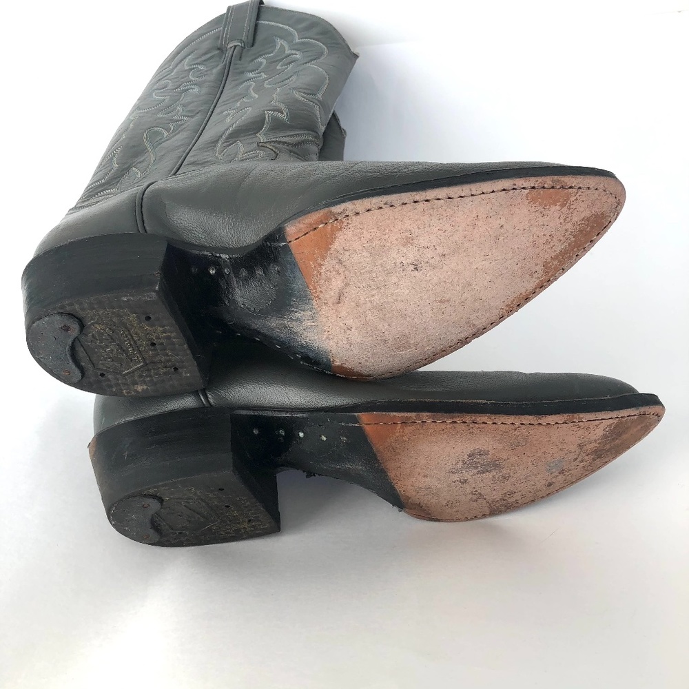 Tony Lama Grey Leather Cowboy Boots - Picture 8 of 8